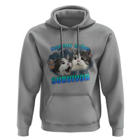 Tummy Ache Survivor Hoodie Funny Cat Meme For Cat Lover - Wonder Print Shop