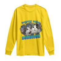 Tummy Ache Survivor Long Sleeve Shirt Funny Cat Meme For Cat Lover - Wonder Print Shop