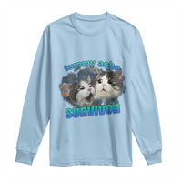 Tummy Ache Survivor Long Sleeve Shirt Funny Cat Meme For Cat Lover - Wonder Print Shop