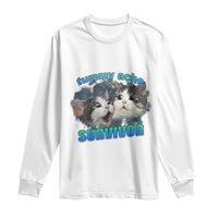 Tummy Ache Survivor Long Sleeve Shirt Funny Cat Meme For Cat Lover - Wonder Print Shop