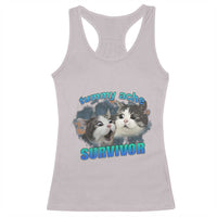 Tummy Ache Survivor Racerback Tank Top Funny Cat Meme For Cat Lover - Wonder Print Shop
