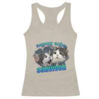 Tummy Ache Survivor Racerback Tank Top Funny Cat Meme For Cat Lover - Wonder Print Shop