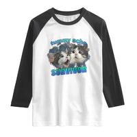Tummy Ache Survivor Raglan Shirt Funny Cat Meme For Cat Lover - Wonder Print Shop