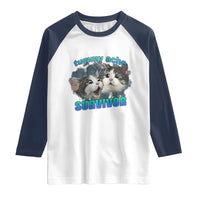 Tummy Ache Survivor Raglan Shirt Funny Cat Meme For Cat Lover - Wonder Print Shop
