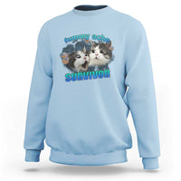 Tummy Ache Survivor Sweatshirt Funny Cat Meme For Cat Lover - Wonder Print Shop