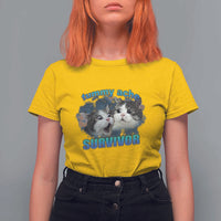 Tummy Ache Survivor T Shirt For Women Funny Cat Meme For Cat Lover - Wonder Print Shop