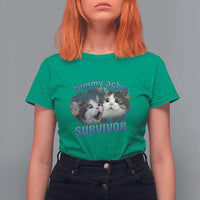 Tummy Ache Survivor T Shirt For Women Funny Cat Meme For Cat Lover - Wonder Print Shop