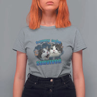 Tummy Ache Survivor T Shirt For Women Funny Cat Meme For Cat Lover - Wonder Print Shop