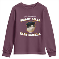 Funny Cat Farts Meme Youth Sweatshirt You're Either A Smart Fella Or A Fart Smella - Wonder Print Shop