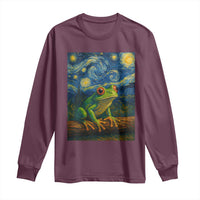 Funny Frog Long Sleeve Shirt Van Gogh Style Starry Night - Wonder Print Shop