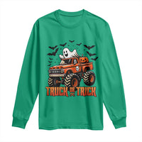 Truck Or Treat Ghost Racing Long Sleeve Shirt Funny Halloween Monster Truck Lover - Wonder Print Shop