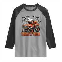 Truck Or Treat Ghost Racing Raglan Shirt Funny Halloween Monster Truck Lover - Wonder Print Shop