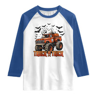 Truck Or Treat Ghost Racing Raglan Shirt Funny Halloween Monster Truck Lover - Wonder Print Shop
