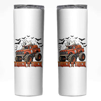 Truck Or Treat Ghost Racing Skinny Tumbler Funny Halloween Monster Truck Lover