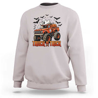 Truck Or Treat Ghost Racing Sweatshirt Funny Halloween Monster Truck Lover - Wonder Print Shop