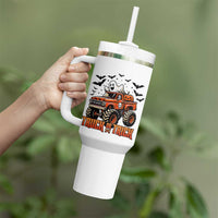 Truck Or Treat Ghost Racing Tumbler With Handle Funny Halloween Monster Truck Lover