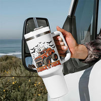 Truck Or Treat Ghost Racing Tumbler With Handle Funny Halloween Monster Truck Lover