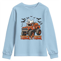 Truck Or Treat Ghost Racing Youth Sweatshirt Funny Halloween Monster Truck Lover - Wonder Print Shop