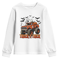 Truck Or Treat Ghost Racing Youth Sweatshirt Funny Halloween Monster Truck Lover - Wonder Print Shop