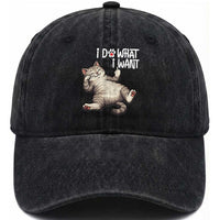 Funny Cat Washed Cotton Baseball Cap I Do What I Want