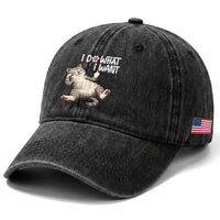 Funny Cat Washed Cotton Baseball Cap I Do What I Want