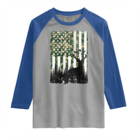 Deer Hunting Raglan Shirt American Flag Camo Gift - Wonder Print Shop