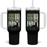 Deer Hunting Tumbler With Handle American Flag Camo Gift