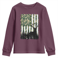 Deer Hunting Youth Sweatshirt American Flag Camo Gift - Wonder Print Shop