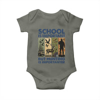 School Is Important But Hunting Is Importanter Baby Onesie Retro Deer Hunting Gift - Wonder Print Shop