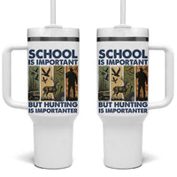 School Is Important But Hunting Is Importanter Tumbler With Handle Retro Deer Hunting Gift