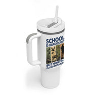 School Is Important But Hunting Is Importanter Tumbler With Handle Retro Deer Hunting Gift
