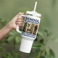 School Is Important But Hunting Is Importanter Tumbler With Handle Retro Deer Hunting Gift