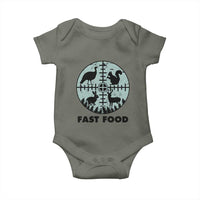 Funny Hunter Joke Baby Onesie Hunting Fast Food Animals - Wonder Print Shop