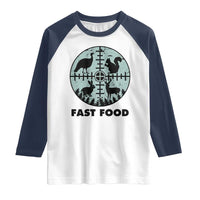 Funny Hunter Joke Raglan Shirt Hunting Fast Food Animals - Wonder Print Shop