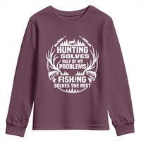 Fishing Hunting Solve Problems Youth Sweatshirt Gift Idea For Hunter Fisherman - Wonder Print Shop