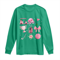 Womens Golf Lover Long Sleeve Shirt Cute Pink Bow Golf Sports Gift - Wonder Print Shop
