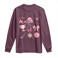 Womens Golf Lover Long Sleeve Shirt Cute Pink Bow Golf Sports Gift - Wonder Print Shop
