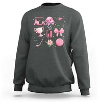 Womens Golf Lover Sweatshirt Cute Pink Bow Golf Sports Gift - Wonder Print Shop