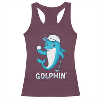 Golphin Dolphin Pun Racerback Tank Top Funny Golf Gift - Wonder Print Shop