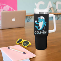 Golphin Dolphin Pun Tumbler With Handle Funny Golf Gift - Wonder Print Shop