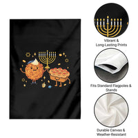Hanukkah Sufganiyah And Latke Lifting Menorah Garden Flag Funny Holiday Gift - Wonder Print Shop