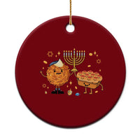 Hanukkah Sufganiyah And Latke Lifting Menorah Ceramic Ornament Funny Holiday Gift - Wonder Print Shop