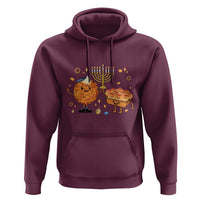 Hanukkah Sufganiyah And Latke Lifting Menorah Hoodie Funny Holiday Gift - Wonder Print Shop