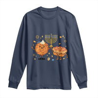 Hanukkah Sufganiyah And Latke Lifting Menorah Long Sleeve Shirt Funny Holiday Gift - Wonder Print Shop