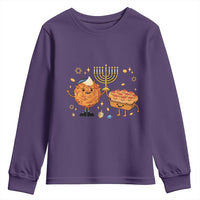 Hanukkah Sufganiyah And Latke Lifting Menorah Youth Sweatshirt Funny Holiday Gift - Wonder Print Shop