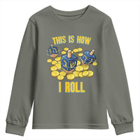Funny Hanukkah Dreidel Youth Sweatshirt This Is How I Roll Gift - Wonder Print Shop