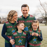 Funny Hanukkah Dreidel Dabbing Holiday Gift V-Neck Knit Sweater Vest - Wonder Print Shop