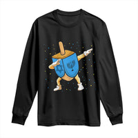 Funny Hanukkah Dreidel Dabbing Holiday Gift Long Sleeve Shirt - Wonder Print Shop