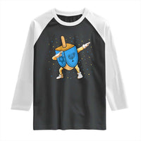 Funny Hanukkah Dreidel Dabbing Holiday Gift Raglan Shirt - Wonder Print Shop