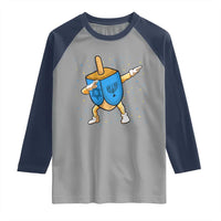 Funny Hanukkah Dreidel Dabbing Holiday Gift Raglan Shirt - Wonder Print Shop